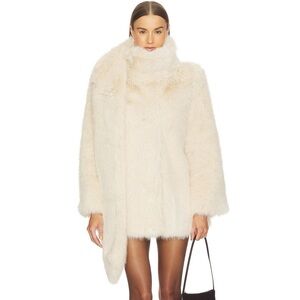 LOBA Brenda Faux Fur Coat in Ivory